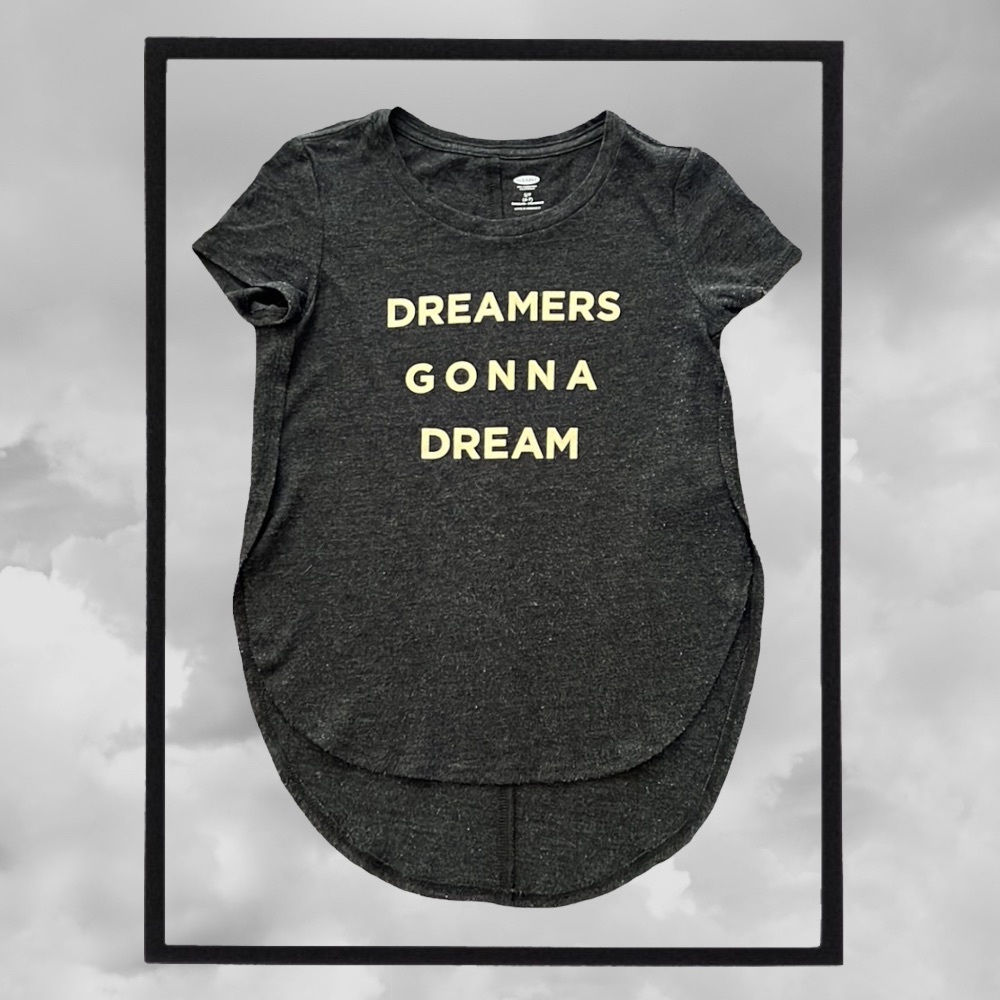 Old Navy girls high low inspirational t shirt with metallic gold design